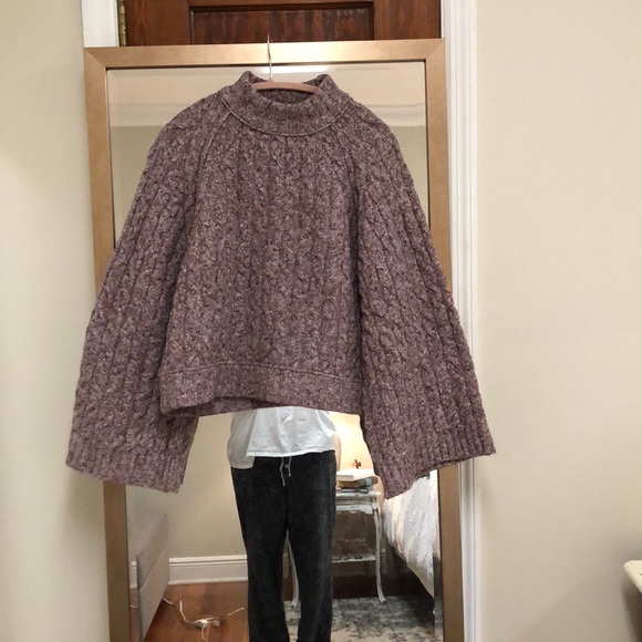 Free People Sweaters - Oversized purple free people turtleneck, bell sleeve. Super soft and cozy